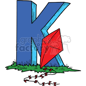 Cartoon letter K with kite