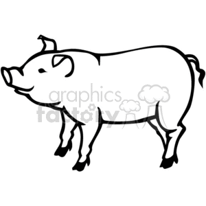 This image features a stylized illustration of a pig. The pig is represented in a side profile view with its tail, ears, and snout clearly defined. The illustration is in black and white with clear lines, making it suitable for vinyl cutting or similar usages.