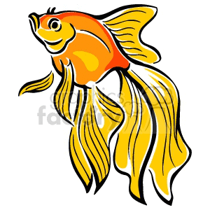 The clipart image shows a stylized, cartoon-like illustration of a tropical fish that resembles a Betta, also known as a Siamese fighting fish. The fish has a prominent orange color with yellow fins and a happy expression.