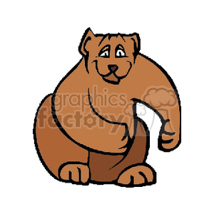 The image is a simple clipart of a smiling brown bear. It appears to be a cartoon drawing with basic outlining and a friendly expression.