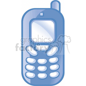 The image shows a clipart representation of an old-fashioned mobile phone, also commonly referred to as a cell phone. It features a small screen, a navigation button panel, and a numeric keypad.