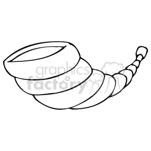This clipart image depicts a cornucopia, which is a traditional symbol often associated with Thanksgiving. It is also known as a horn of plenty and typically represents abundance and nourishment. In the image, the cornucopia is empty, suggesting it could be filled with various harvest-related items like fruits, vegetables, nuts, and grains, customary for Thanksgiving celebrations.