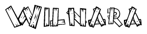 The clipart image shows the name Wilnara stylized to look like it is constructed out of separate wooden planks or boards, with each letter having wood grain and plank-like details.