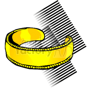 The clipart image depicts a gold-colored bangle or cuff-style bracelet with what appears to be a beaded edge design. It looks shiny and reflective, indicative of a polished metal surface, typically associated with jewelry items.