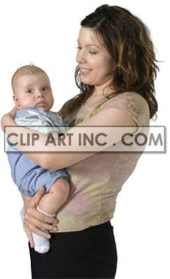 A Woman Happily Holding a Small Baby Boy