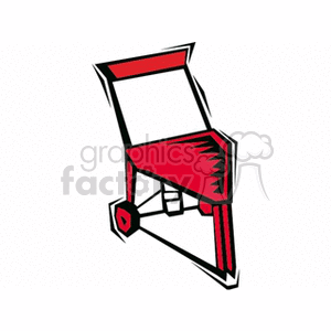 This clipart image depicts a simplified, stylized representation of a red and black plow, which is a piece of agricultural equipment used for turning over the soil, especially before sowing.
