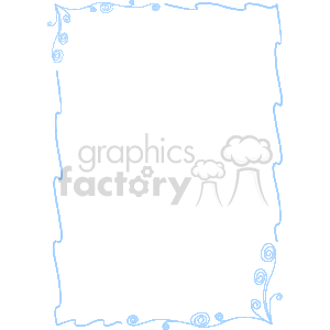 The image shows a decorative, irregularly shaped frame with swirling elements at the corners and edges. The design appears to be a simple line drawing on a transparent background, suitable for use as a clipart border or frame in various graphical projects. The style of the swirls adds a playful or whimsical touch to the design.