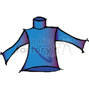 This clipart image depicts a blue turtleneck sweater.