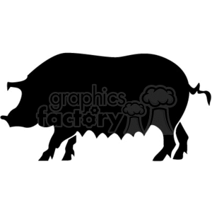 The image is a silhouette clipart of a pig. The pig is standing in profile, indicating it is a side view.