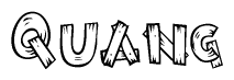 The clipart image shows the name Quang stylized to look like it is constructed out of separate wooden planks or boards, with each letter having wood grain and plank-like details.