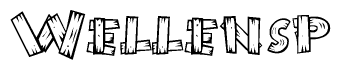The clipart image shows the name Wellensp stylized to look like it is constructed out of separate wooden planks or boards, with each letter having wood grain and plank-like details.