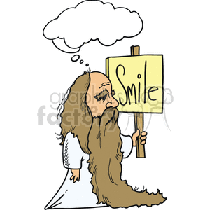 Man holding a smile sign