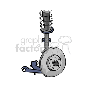 The clipart image showcases a car's brake system components, including a brake disc (also known as a rotor), brake caliper, and a suspension part, potentially a shock absorber or strut.