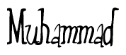 The image is a stylized text or script that reads 'Muhammad' in a cursive or calligraphic font.