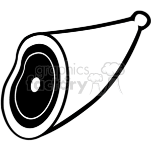 This image is a black and white clipart of a ham on the bone, typically associated with pork, which comes from pigs. It is depicted in a simple, stylized vinyl-ready format suitable for various graphic applications.