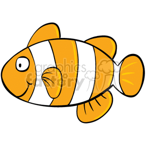 This clipart image features a cute, cartoon-style representation of a clownfish, which is often associated with the character Nemo from the animated film Finding Nemo. It has the distinctive orange and white striping typical of clownfish.