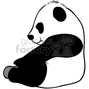 The clipart image depicts a stylized drawing of a sitting panda bear. The panda is characterized by its iconic black-and-white coloration, with black patches around its eyes, ears, and body.