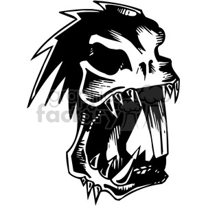 The clipart image depicts an aggressive, wild beaver skull with its jaws wide open. The design has a bold, edgy style, with sharp lines and stark contrasts suitable for vinyl applications or a tattoo design.