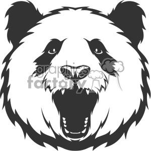 The image is a black and white clipart of a stylized panda bear's face. The panda features a simple yet striking design suitable for use as a logo or mascot with distinct black patches around its eyes, over the ears, and across its body.