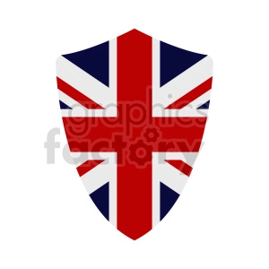 This clipart image features a shield with the design of the flag of Great Britain, also known as the Union Jack, which is composed of red and white crosses on a blue background.