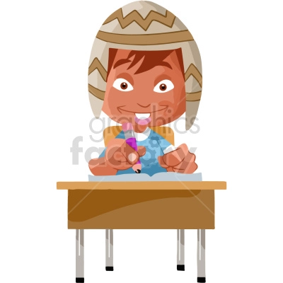latin student sitting at desk vector