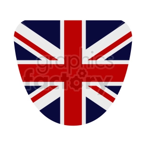 The image is a clipart depiction of the flag of Great Britain, also known as the Union Jack, displayed on a shield-shaped background.