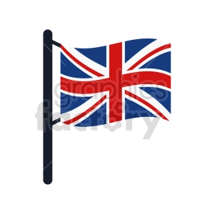 The image features a clipart of the United Kingdom's national flag, commonly known as the Union Jack. It depicts the flag attached to a flagpole, fluttering to the right side.