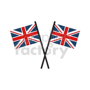 The clipart image depicts two crossed flags of Great Britain, commonly known as the Union Jack, which is the national flag of the United Kingdom.