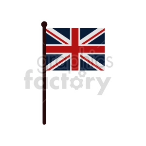 This clipart image features the flag of the United Kingdom, commonly known as the Union Jack, mounted on a flagpole.